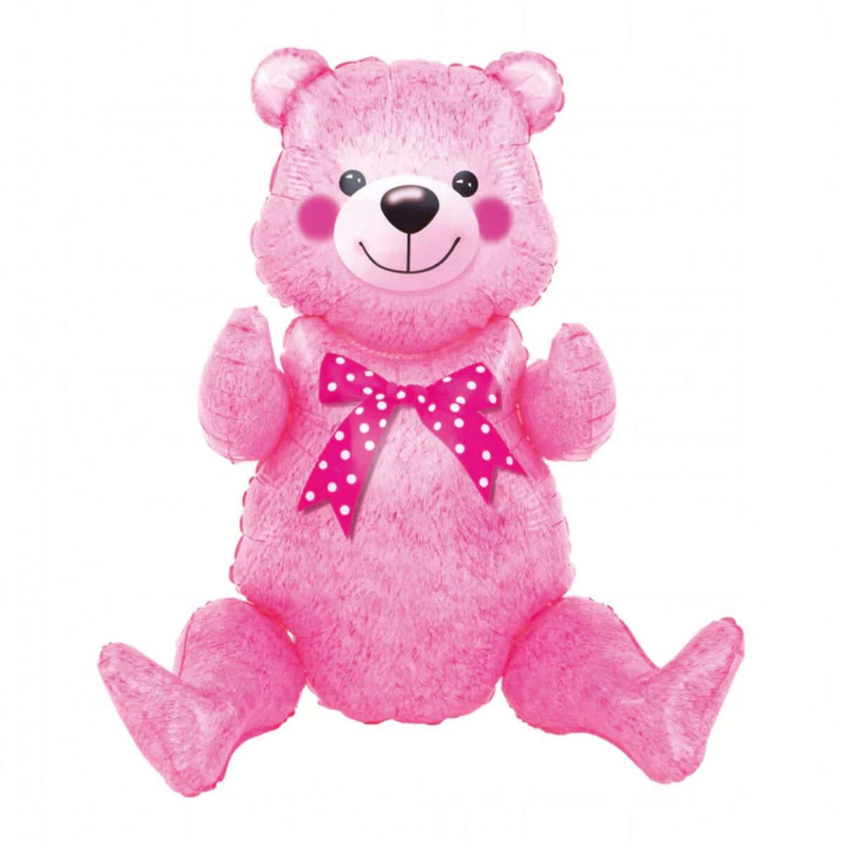 Balon din Folie Metalizata, Embo, Figurina Animalute, Model Ursulet Asezat, Tematica Aniversare, 44x82.5 cm, Ambalaj Individual, Pai Inclus, Umflare cu Aer sau Heliu, Roz - imagine 2