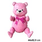 Balon din Folie Metalizata, Embo, Figurina Animalute, Model Ursulet Asezat, Tematica Aniversare, 44x82.5 cm, Ambalaj Individual, Pai Inclus, Umflare cu Aer sau Heliu, Roz - imagine 4