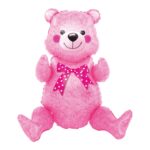 Balon din Folie Metalizata, Embo, Figurina Animalute, Model Ursulet Asezat, Tematica Aniversare, 44x82.5 cm, Ambalaj Individual, Pai Inclus, Umflare cu Aer sau Heliu, Roz