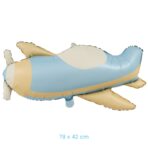 Balon din Folie Metalizata, Embo, Figurina Animata, Model Avion, 78 x 42 cm, Ambalaj Individual, Pai Inclus, Umflare cu Aer sau Heliu, Albastru - imagine 2