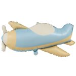 Balon din Folie Metalizata, Embo, Figurina Animata, Model Avion, 78 x 42 cm, Ambalaj Individual, Pai Inclus, Umflare cu Aer sau Heliu, Albastru