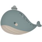 Balon din Folie Metalizata, Embo, Figurina Animata, Model Balena, 70 x 49 cm, Ambalaj Individual, Pai Inclus, Umflare cu Aer sau Heliu, Albastru