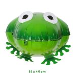 Balon din Folie Metalizata, Embo, Figurina Animata, Model Broasca, 53x40 cm, Ambalaj Individual, Pai Inclus, Umflare cu Aer sau Heliu, Verde - imagine 2