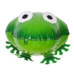 Balon din Folie Metalizata, Embo, Figurina Animata, Model Broasca, 53x40 cm, Ambalaj Individual, Pai Inclus, Umflare cu Aer sau Heliu, Verde