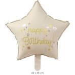 Balon din Folie Metalizata, Embo, Figurina Animata, Model Stea, 45 cm, Ambalaj Individual, Pai Inclus, Umflare cu Aer sau Heliu, Bej - imagine 2