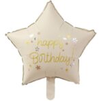 Balon din Folie Metalizata, Embo, Figurina Animata, Model Stea, 45 cm, Ambalaj Individual, Pai Inclus, Umflare cu Aer sau Heliu, Bej