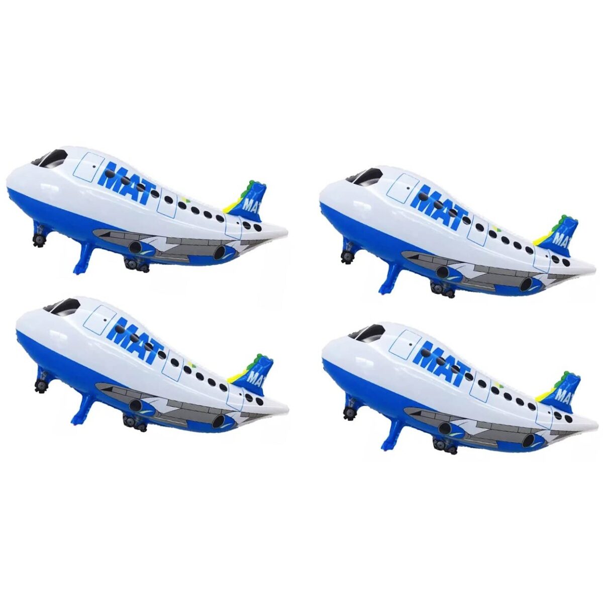 Balon din Folie Metalizata, Embo, Figurina Avion, Tema Aeronava, 44x82.5 cm, Ambalaj Individual, Pai Inclus, Umflare cu Aer sau Heliu, Alb - imagine 3