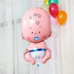 Balon din Folie Metalizata, Embo, Figurina Baietel, Tema Botez, 73x48 cm, Ambalaj Individual, Pai Inclus, Umflare cu Aer sau Heliu, Albastru - imagine 3