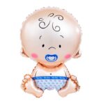 Balon din Folie Metalizata, Embo, Figurina Baietel, Tema Botez, 73x48 cm, Ambalaj Individual, Pai Inclus, Umflare cu Aer sau Heliu, Albastru - imagine 5