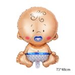 Balon din Folie Metalizata, Embo, Figurina Baietel, Tema Botez, 73x48 cm, Ambalaj Individual, Pai Inclus, Umflare cu Aer sau Heliu, Albastru - imagine 2