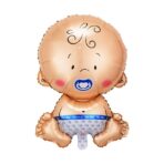 Balon din Folie Metalizata, Embo, Figurina Baietel, Tema Botez, 73x48 cm, Ambalaj Individual, Pai Inclus, Umflare cu Aer sau Heliu, Albastru