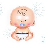Balon din Folie Metalizata, Embo, Figurina Baietel, Tema Botez, 73x48 cm, Ambalaj Individual, Pai Inclus, Umflare cu Aer sau Heliu, Albastru - imagine 8