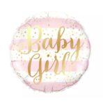 Balon din Folie Metalizata, Embo, Figurina Cerc, Model Baby Girl, Tematica Gender Reveal, 45 cm, Ambalaj Individual, Pai Inclus, Umflare cu Aer sau Heliu, Roz - imagine 2