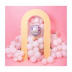 Balon din Folie Metalizata, Embo, Figurina Cerc, Model Happy Birthday cu Zane, Tematica Aniversare, 45 cm, Ambalaj Individual, Pai Inclus, Umflare cu Aer sau Heliu, Multicolor - imagine 2