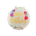 Balon din Folie Metalizata, Embo, Figurina Cerc, Model Happy Birthday cu Zane, Tematica Aniversare, 45 cm, Ambalaj Individual, Pai Inclus, Umflare cu Aer sau Heliu, Multicolor - imagine 3