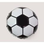 Balon din Folie Metalizata, Embo, Figurina Cerc, Model Minge de Fotbal, Tematica Sport, 45 cm, Ambalaj Individual, Pai Inclus, Umflare cu Aer sau Heliu, Alb-Negru - imagine 2
