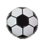 Balon din Folie Metalizata, Embo, Figurina Cerc, Model Minge de Fotbal, Tematica Sport, 45 cm, Ambalaj Individual, Pai Inclus, Umflare cu Aer sau Heliu, Alb-Negru - imagine 5