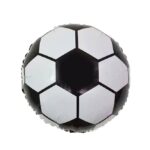 Balon din Folie Metalizata, Embo, Figurina Cerc, Model Minge de Fotbal, Tematica Sport, 45 cm, Ambalaj Individual, Pai Inclus, Umflare cu Aer sau Heliu, Alb-Negru