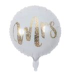 Balon din Folie Metalizata, Embo, Figurina Cerc, Model MRS, Tematica Nunta, 45 cm, Ambalaj Individual, Pai Inclus, Umflare cu Aer sau Heliu, Alb