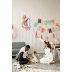 Balon din Folie Metalizata, Embo, Figurina Cifra Gradient, Tema Aniversare 80 cm, Ambalaj Individual, Pai inclus, Umflare cu Aer sau Heliu, Coronita, Cifra 4 - imagine 2