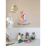 Balon din Folie Metalizata, Embo, Figurina Cifra Gradient, Tema Aniversare 80 cm, Ambalaj Individual, Pai inclus, Umflare cu Aer sau Heliu, Coronita, Cifra 4 - imagine 3