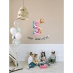 Balon din Folie Metalizata, Embo, Figurina Cifra Gradient, Tema Aniversare 80 cm, Ambalaj Individual, Pai inclus, Umflare cu Aer sau Heliu, Coronita, Cifra 5 - imagine 5