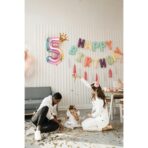 Balon din Folie Metalizata, Embo, Figurina Cifra Gradient, Tema Aniversare 80 cm, Ambalaj Individual, Pai inclus, Umflare cu Aer sau Heliu, Coronita, Cifra 5 - imagine 6