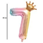 Balon din Folie Metalizata, Embo, Figurina Cifra Gradient, Tema Aniversare 80 cm, Ambalaj Individual, Pai inclus, Umflare cu Aer sau Heliu, Coronita, Cifra 7 - imagine 6