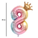 Balon din Folie Metalizata, Embo, Figurina Cifra Gradient, Tema Aniversare 80 cm, Ambalaj Individual, Pai inclus, Umflare cu Aer sau Heliu, Coronita, Cifra 8 - imagine 6