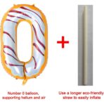 Balon din Folie Metalizata Embo, Figurina Cifra, Imprimeu Gogosi, Tema Aniversare 100 cm, Ambalaj Individual, Pai inclus, Umflare cu Aer sau Heliu, Multicolor, Cifra 0 - imagine 12
