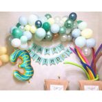 Balon din Folie Metalizata Embo, Figurina Cifra, Imprimeu Gogosi, Tema Aniversare 100 cm, Ambalaj Individual, Pai inclus, Umflare cu Aer sau Heliu, Multicolor, Cifra 3 - imagine 7