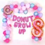 Balon din Folie Metalizata Embo, Figurina Cifra, Imprimeu Gogosi, Tema Aniversare 100 cm, Ambalaj Individual, Pai inclus, Umflare cu Aer sau Heliu, Multicolor, Cifra 8 - imagine 3