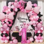 Balon din Folie Metalizata Embo, Figurina Cifra, Imprimeu Inimi, Tema Aniversare 80 cm, Ambalaj Individual, Pai inclus, Umflare cu Aer sau Heliu, Roz, Cifra 1 - imagine 4