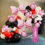 Balon din Folie Metalizata Embo, Figurina Cifra, Imprimeu Inimi, Tema Aniversare 80 cm, Ambalaj Individual, Pai inclus, Umflare cu Aer sau Heliu, Roz, Cifra 1 - imagine 5
