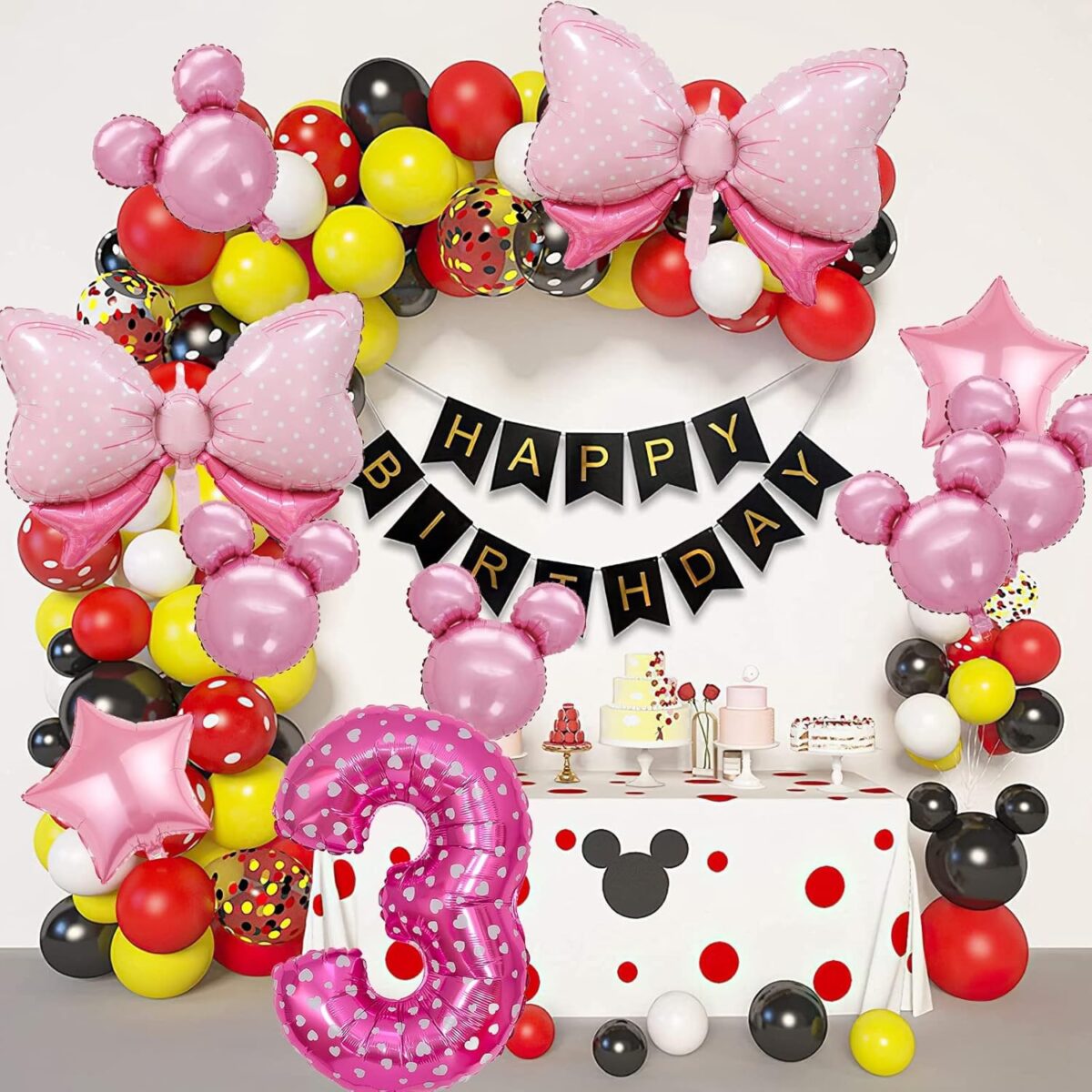 Balon din Folie Metalizata Embo, Figurina Cifra, Imprimeu Inimi, Tema Aniversare 80 cm, Ambalaj Individual, Pai inclus, Umflare cu Aer sau Heliu, Roz, Cifra 3 - imagine 5
