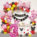 Balon din Folie Metalizata Embo, Figurina Cifra, Imprimeu Inimi, Tema Aniversare 80 cm, Ambalaj Individual, Pai inclus, Umflare cu Aer sau Heliu, Roz, Cifra 3 - imagine 5