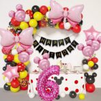 Balon din Folie Metalizata Embo, Figurina Cifra, Imprimeu Inimi, Tema Aniversare 80 cm, Ambalaj Individual, Pai inclus, Umflare cu Aer sau Heliu, Roz, Cifra 6 - imagine 5