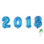 Balon din Folie Metalizata Embo, Figurina Cifra, Imprimeu Stele, Tema Aniversare 80 cm, Ambalaj Individual, Pai inclus, Umflare cu Aer sau Heliu, Albastru, Cifra 1 - imagine 3