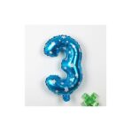 Balon din Folie Metalizata Embo, Figurina Cifra, Imprimeu Stele, Tema Aniversare 80 cm, Ambalaj Individual, Pai inclus, Umflare cu Aer sau Heliu, Albastru, Cifra 3 - imagine 2