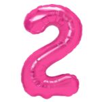 Balon din Folie Metalizata, Embo, Figurina Cifra, Model 2, Tema Aniversare 100 cm, Ambalaj Individual, Pai Inclus, Umflare cu Aer sau Heliu, Roz