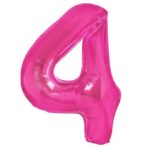 Balon din Folie Metalizata, Embo, Figurina Cifra, Model 4, Tema Aniversare 100 cm, Ambalaj Individual, Pai Inclus, Umflare cu Aer sau Heliu, Roz - imagine 3