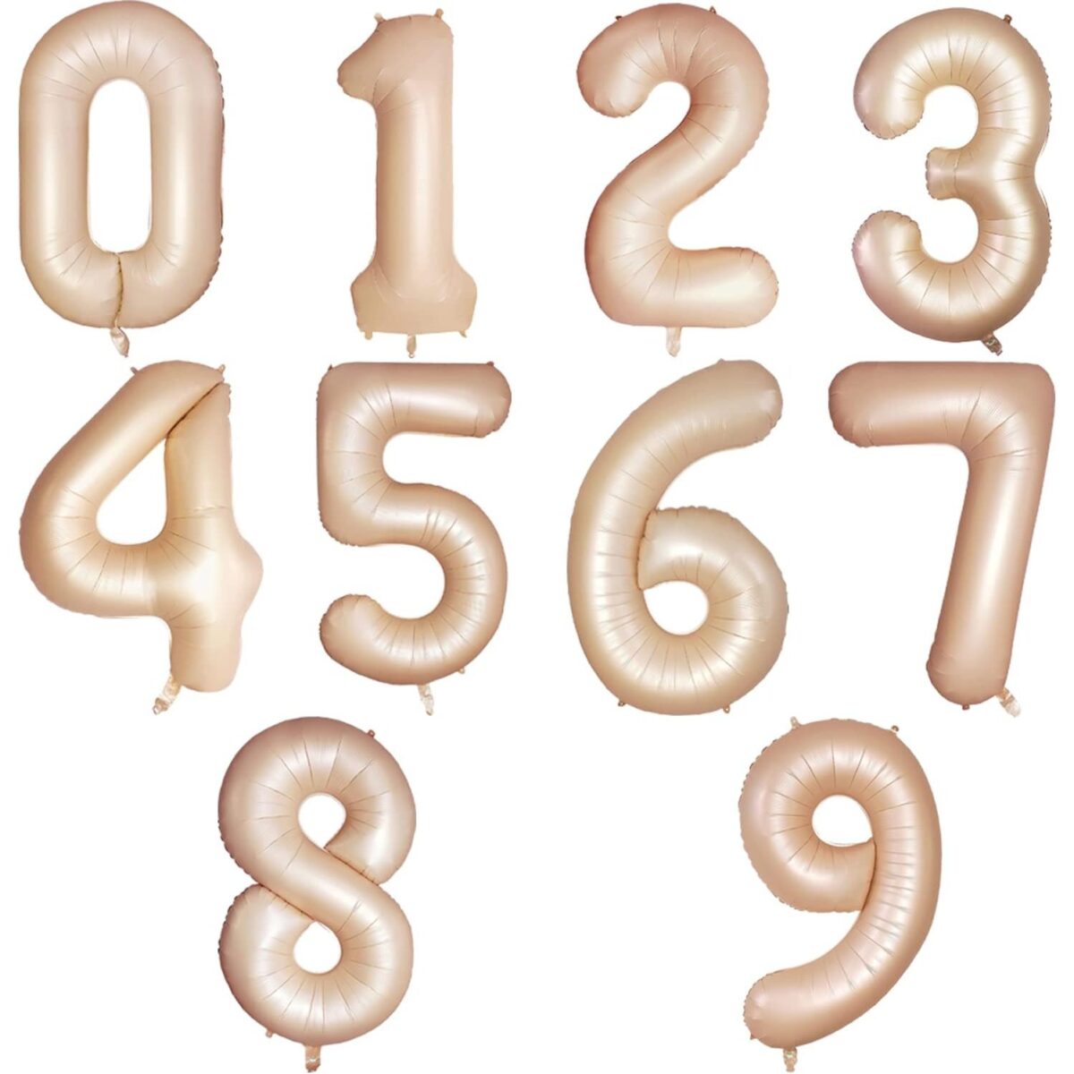 Balon din Folie Metalizata, Embo, Figurina Cifra, Model 6, Tema Aniversare 100 cm, Ambalaj Individual, Pai Inclus, Umflare cu Aer sau Heliu, Crem - imagine 4