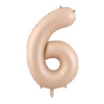 Balon din Folie Metalizata, Embo, Figurina Cifra, Model 6, Tema Aniversare 100 cm, Ambalaj Individual, Pai Inclus, Umflare cu Aer sau Heliu, Crem