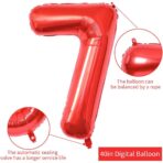 Balon din Folie Metalizata, Embo, Figurina Cifra, Model 7, Tema Aniversare 40 cm, Ambalaj Individual, Pai Inclus, Umflare cu Aer sau Heliu, Rosu - imagine 10