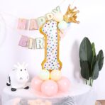 Balon din Folie Metalizata Embo, Figurina Cifra, Model Candy, Tema Aniversare 100 cm, Ambalaj Individual, Pai inclus, Umflare cu Aer sau Heliu, Multicolor, Cifra 1 - imagine 3