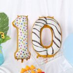 Balon din Folie Metalizata Embo, Figurina Cifra, Model Candy, Tema Aniversare 100 cm, Ambalaj Individual, Pai inclus, Umflare cu Aer sau Heliu, Multicolor, Cifra 1 - imagine 6