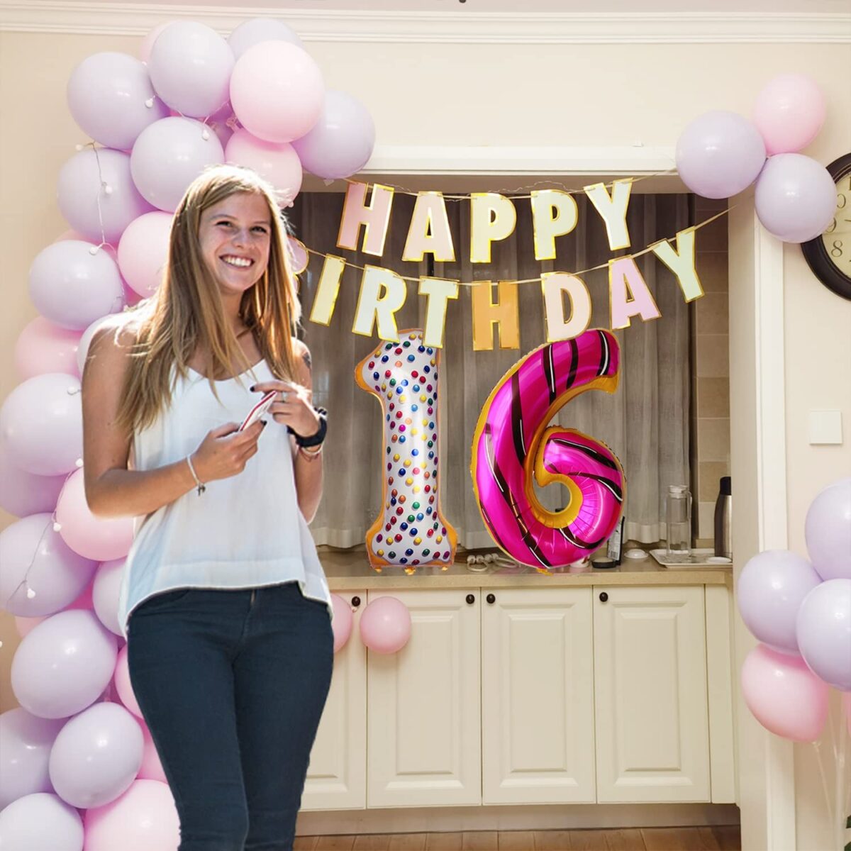 Balon din Folie Metalizata Embo, Figurina Cifra, Model Candy, Tema Aniversare 100 cm, Ambalaj Individual, Pai inclus, Umflare cu Aer sau Heliu, Multicolor, Cifra 1 - imagine 10