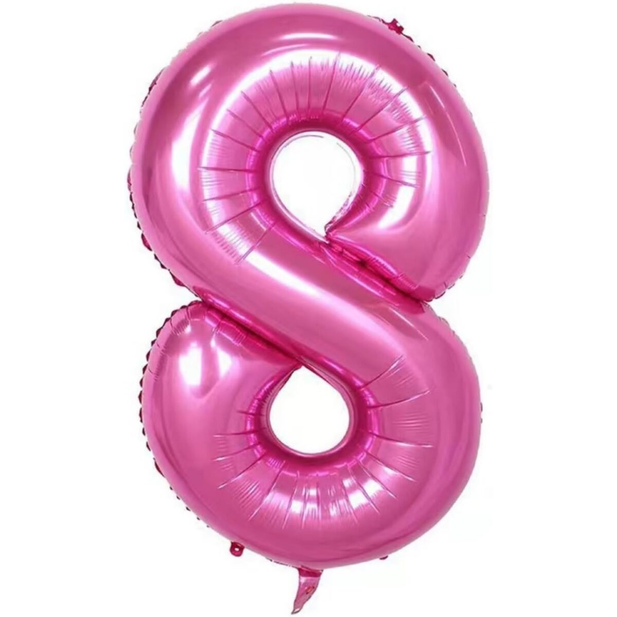 Balon din Folie Metalizata Embo, Figurina Cifra si Coroana, Tema Aniversare 100 cm, Ambalaj Individual, Pai inclus, Umflare cu Aer sau Heliu, Roz, Cifra 8 - imagine 3
