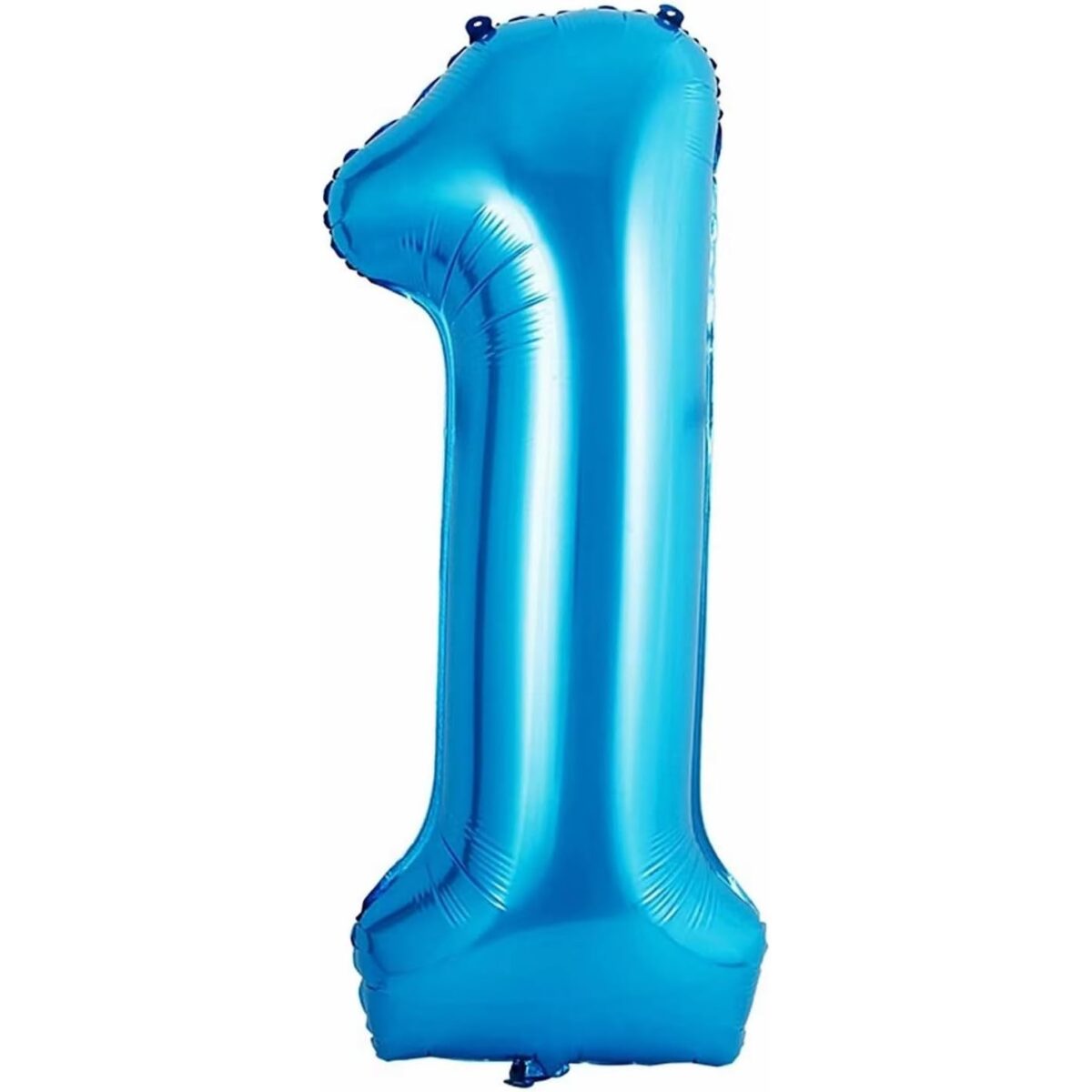 Balon din Folie Metalizata Embo, Figurina Cifra si Coroana, Tema Aniversare 100 cm, Ambalaj Individual, Pai inclus, Umflare cu Aer sau Heliu, Albastru, Cifra 1 - imagine 2