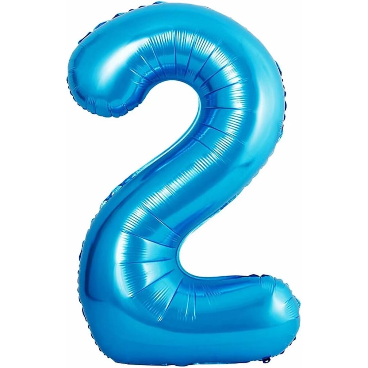 Balon din Folie Metalizata Embo, Figurina Cifra si Coroana, Tema Aniversare 100 cm, Ambalaj Individual, Pai inclus, Umflare cu Aer sau Heliu, Albastru, Cifra 2 - imagine 2